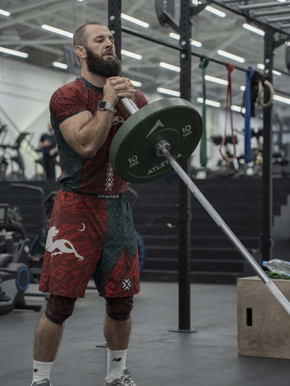 Muhammad Magomedov training a rotational landmine movement in the Cumados gym